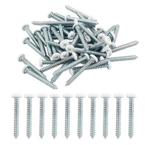 Vista 8 de 120 piezas de tornillos de cabeza plana blancos #8 x 1, tornillos autorroscantes Phillips para chapa de metal para madera