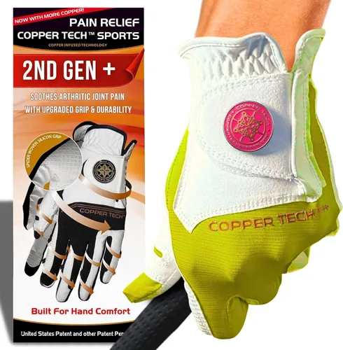 Vista 12 de Copper Tech Plus Ladies Golf Gloves Women (2nd Gen) Copper Compression Joint Support with Flexible & Comfortable Fit Tacky Silicone Pad