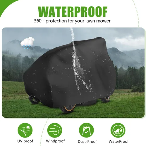 Vista 5 de KISEER Cubierta para Cortacésped de Exterior Impermeable Resistente Poliéster Oxford 420D Protección UV Cubierta para Tractor de Césped Se Adapta a
