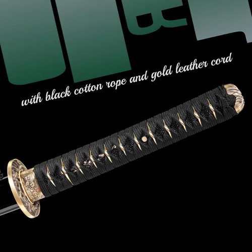 Vista 6 de Katana，Hand-Forged Katana Sword，Razor-Sharp 1095 & T10 Damascus Steel Blade, Full-Tang Structure for Martial Arts Practice, Collector's Display