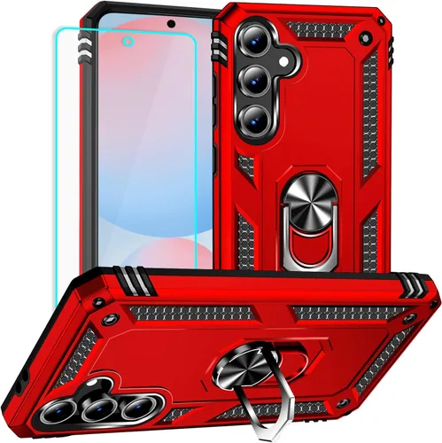 Vista 7 de Funda para Samsung Galaxy S24 FE: con protector de pantalla, fundas protectoras de grado militar con soporte de anillo de dedo para Samsung S24 FE