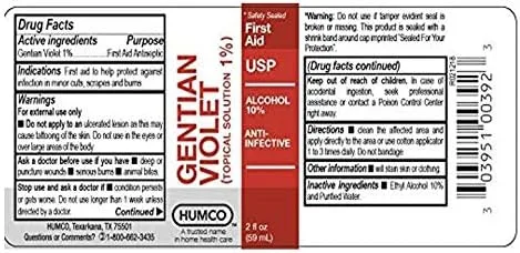 Vista 2 de Humco K967380 Violeta de genciana (solución tópica 1%), paquete de 2