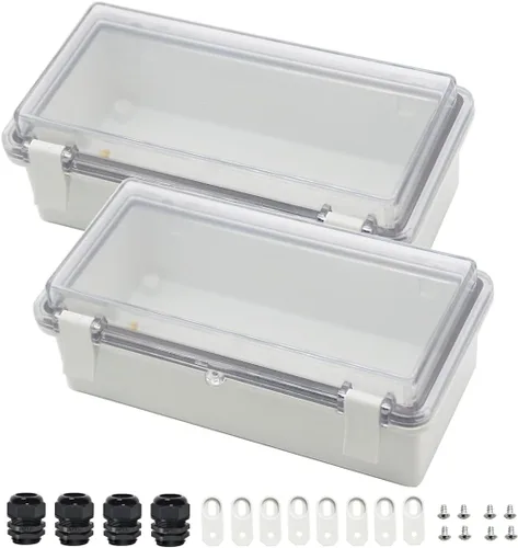 Vista 9 de Zulkit Caja de conexiones plástico ABS a prueba de polvo impermeable IP65 cajas eléctricas universales con carcasa de bisagra para exteriores