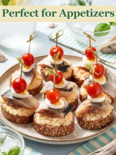 Vista 6 de 500 piezas de pinchos de bambú 4.8 '' palillos de dientes biodegradables