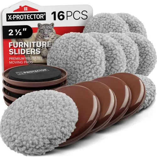 Vista 9 de Deslizadores de Muebles X-PROTECTOR - Paquete de 4+4 de 5" - Deslizadores de Muebles Multisuperficie Marrones para Alfombras y Pisos Duros - 4