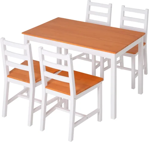 Vista 8 de Dining Table Set for 4, 5 Kitchen Table and Chairs, Wood Dining Room Set for Small Spaces, Breakfast Nook, White