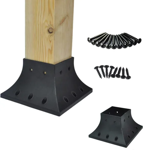 Myard - Cubierta para base de poste de 4 x 4 pulgadas (real 3.5 x 3.5 pulgadas), falda brida con tornillos para terraza, porche, moldura de soporte