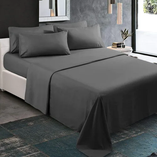 Vista 10 de Juego de sábanas de 4 piezas, 100% algodón, para mayor suavidad y comodidad de 800 TC 4 vías de ajuste elástico, 16 pulgadas DP transpirable