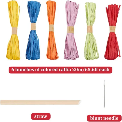 Vista 2 de FREEBLOSS Kit de tejido de canasta de rafia para principiantes, canasta de rafia creativa adecuada para proyectos de artes y manualidades