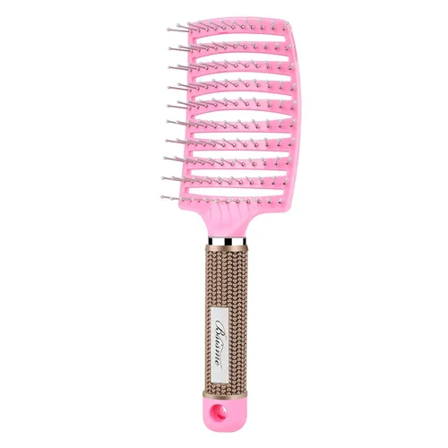 Vista 12 de Cepillo de pelo para mujer con pinzas para el cabello, cepillo de ventilación curvo profesional para un secado y desenredado más rápido