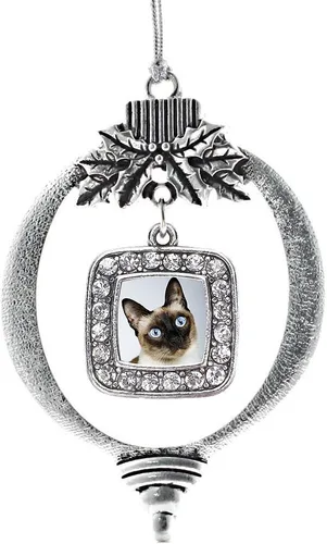 Vista 171 de Inspired Silver - Adorno de flor de iris - Adornos navideños con dije cuadrado de plata con joyas de circonita cúbica