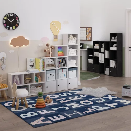 Vista 2 de Furinno Luder Estantería con armario de almacenamiento de 1 puerta, madera negra