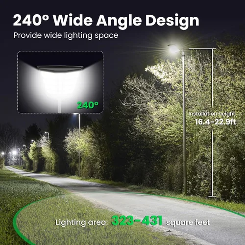 Vista 2 de Paquete de 2 Luces Solares para Exteriores - Luces Solares de 8000W para Exteriores Impermeables con Sensor de Movimiento, 7000K Luces Comerciales