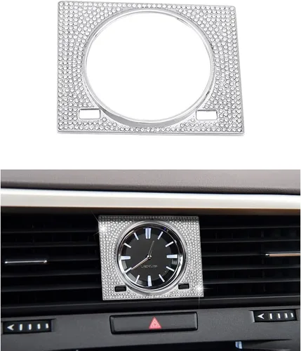1797 Bling Car Accessories for Lexus RX 2016-2022 350 450h Hybrid Interior Clock Frame Cover Sticker Trim Cristales Metal Plata