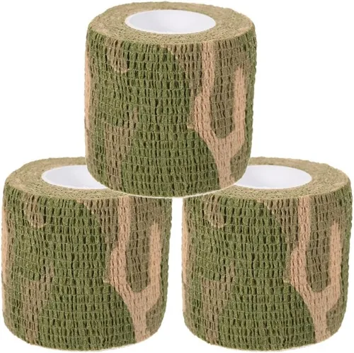 Vista 10 de Cinta envolvente autoadhesiva de camuflaje para protección de 5 cm x 4,5 m. Cinta de camuflaje discreta de tela no tejida. Vendaje elástico