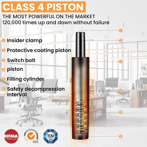Vista 4 de Reemplazo del cilindro de silla de oficina, cilindro hidráulico de elevación de gas neumático de alta resistencia