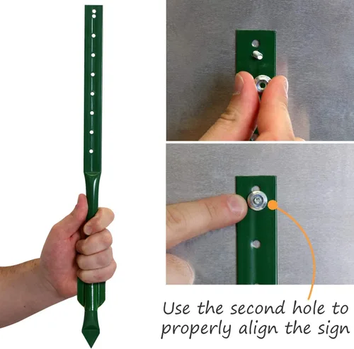 Vista 2 de SmartSign Letrero de patio con estaca de 18 pulgadas, 10 x 7 pulgadas, con "Protected By 24 Hour Surveillance, Home Security System", aluminio de 40