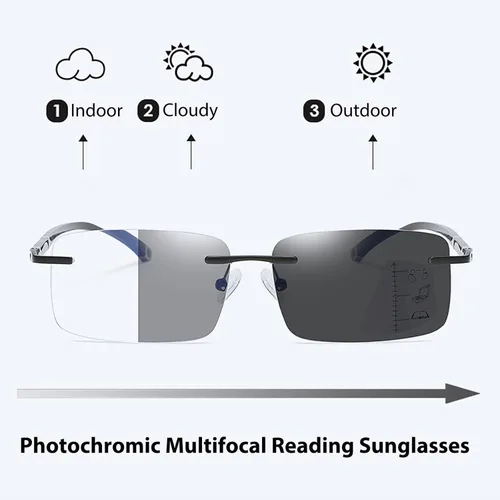 Vista 2 de Gafas de lectura progresivas multifocales fotocromáticas para hombres y mujeres, transición, multifocal, lentes de sol con luz azul