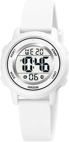 Vista 4 de Relojes digitales para mujer, pantalla LED, correa de silicona, reloj militar, multifunción, impermeable, alarma, cronómetro, retroiluminación LED