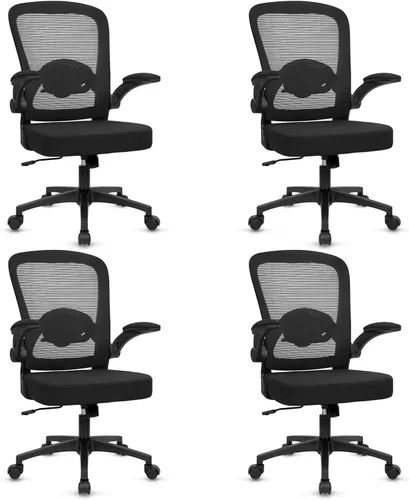 Vista 23 de KLASIKA Sillas de escritorio de oficina con ruedas, silla ergonómica de malla con soporte lumbar de altura ajustable, silla giratoria