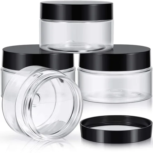 Vista 38 de Patelai 4 piezas de tarros de plástico transparentes redondos de boca ancha a prueba de fugas con tapas para almacenamiento de viaje, maquillaje
