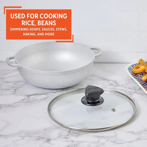 Vista 6 de IMUSA Caldero - Olla con tapa de cristal de 2 cuartos de galón, 7.9 in, aluminio fundido, perfecta para servir grupos pequeños, asas remachadas