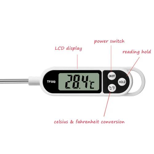 Vista 3 de Termómetro digital de carne para cocinar cocina, barbacoa, sonda de lectura instantánea termómetro con sonda larga para velas de caramelo, leche
