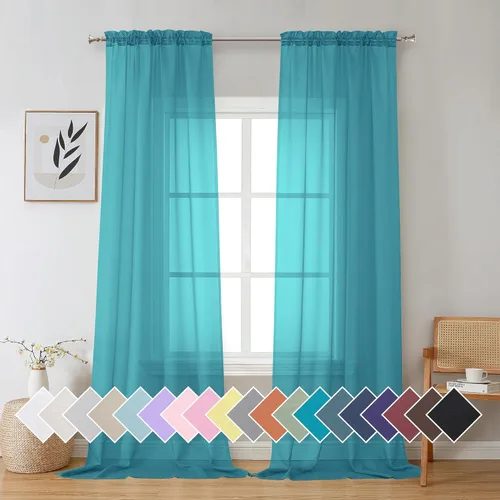 Vista 221 de Aiyufeng 2 paneles de cenefa transparente negra de 14 pulgadas de largo, cortinas cortas para dormitorio, cortinas de cocina para ventana pequeña