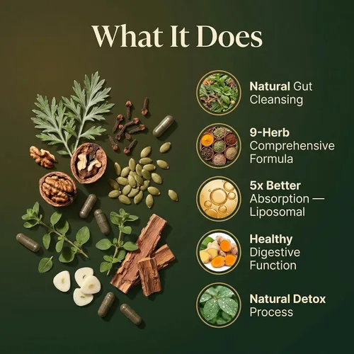 Vista 3 de Apoyo intestinal herbario liposomal, desintoxicación y limpieza, ajenjo