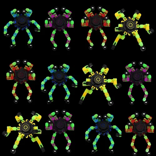 Vista 8 de Fidget Spinners, robot de cadena transformable para hacer tú mismo, que brilla en la oscuridad, juguete mecánico creativo para aliviar el estrés