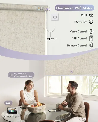 Vista 3 de Graywind Persianas motorizadas 100% opacas compatibles con Alexa Google WiFi, persianas enrollables inteligentes con control remoto, persianas