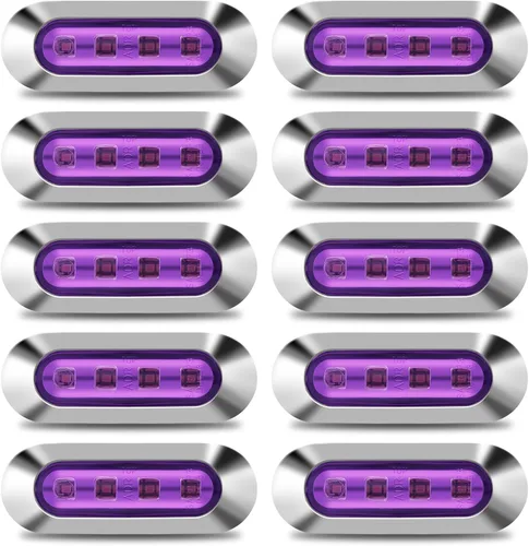 Vista 11 de ALFU 12V-24V 4 luces indicadoras laterales LED con bisel cromado, lámpara indicadora de despeje delantera trasera, luz interior de cortesía