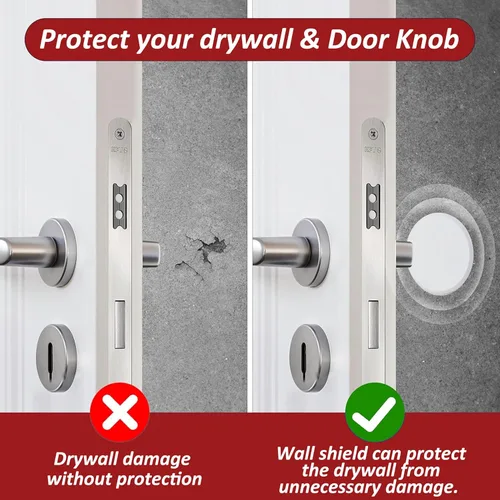 Vista 3 de Wideskall® Protector autoadhesivo para pomo de puerta redondo blanco (tamaño estándar de 3 pulgadas, 2.0 pulgadas)
