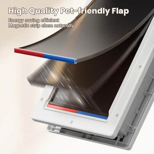 Vista 4 de Puerta de perro con 3 solapas, puerta para perros, puerta de gato para instalar en puertas interiores y exteriores, capa de aislamiento, 2 solapas