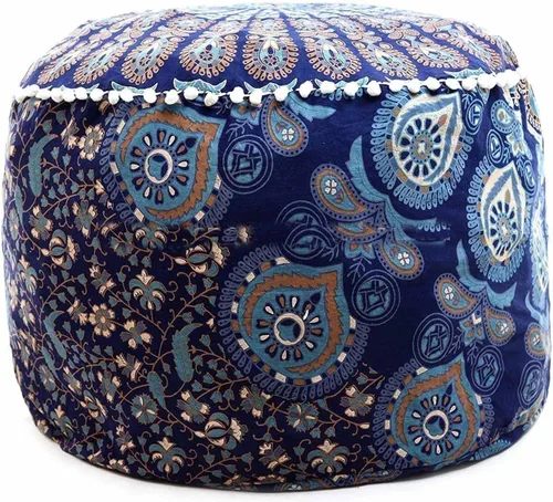 Vista 38 de Cojín otomano con diseño de mandala de langosta, diseño de collage bohemio, decoración de dormitorio, reposapiés, funda de almohada de algodón