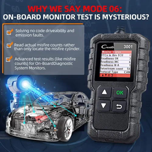 Vista 5 de LAUNCH Creader 3001 OBD2 escáner - Actualización 2025 Ver. lector de código de falla del motor, compatible con sensor O2, actualización gratuita