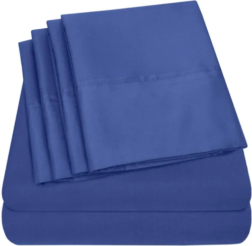 Vista 52 de Juego de sábanas de 4 piezas para camas individuales de 1500 hilos de microfibra de cepillado fino con bolsillo profundo - 1 funda de almohada