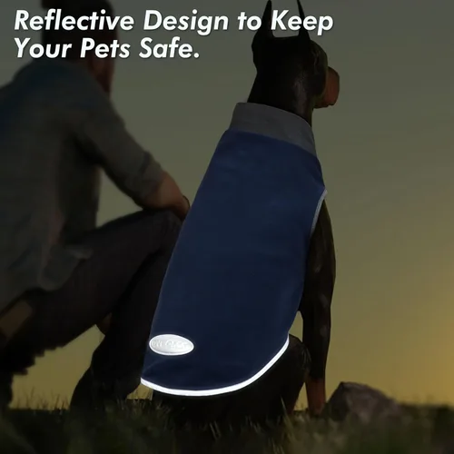 Vista 6 de cyeollo Paquete de 2 suéteres de forro polar para perro, sudadera elástica con rayas reflectantes, ropa para mascotas, suéteres ligeros para perros