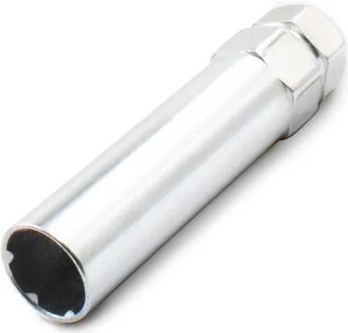 Vista 14 de Wheel Accessories Parts 1 llave adaptadora de tuercas de punta de 4.60" (116.8 mm) de largo, 6 tuercas estriadas con acabado de zinc brillante.