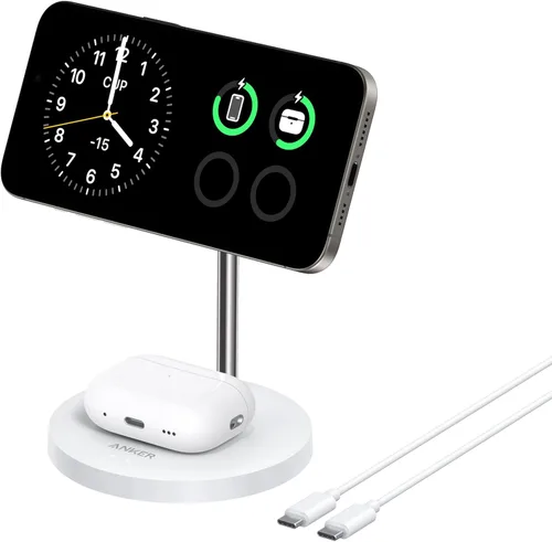 Vista 8 de Anker Soporte Cargador MagGo Compatible con MagSafe, Cargador Inalámbrico para iPhone 17, Estación de Carga 2 en 1, Certificado Qi2 Carga Rápida