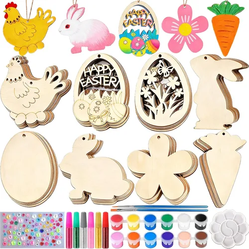 Vista 8 de Kit de manualidades de corazón de madera para el día de San Valentín, 36 piezas de adornos de corazones de madera sin terminar en blanco