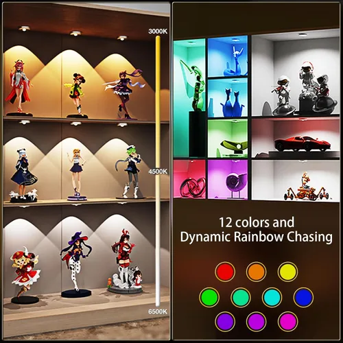 Vista 4 de Luces de disco recargables con control remoto, 12 luces LED de cambio de color inalámbricas para debajo del gabinete, luces LED RGB para TV
