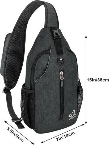Vista 123 de Waterfly - Mochila pequeña tipo bandolera para senderismo: mochila cruzada con correa para el pecho, mochila de día para hombres y mujeres