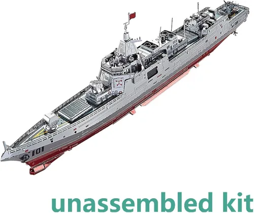 Vista 9 de TECKEEN 1: 1000 kits de barco de metal 3D C22210 055 modelo de destructor simulación buque de combate militar Exposición de ciencia