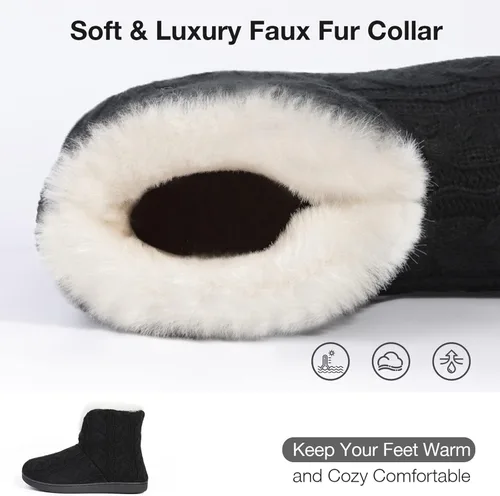 Vista 3 de HomeTop Women's Fuzzy Memory Foam Boot Slippers with Indoor Outdoor Rubber Sole