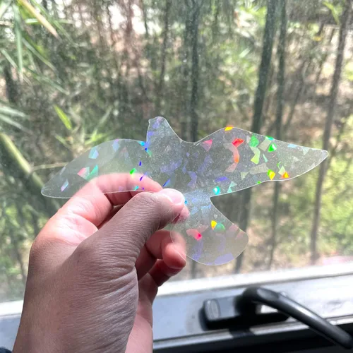 Vista 15 de Calcomanías holográficas para ventana para ataques de pájaros, recordatorio de vidrio, calcomanías autoadhesivas anticolisión, evita que los pájaros