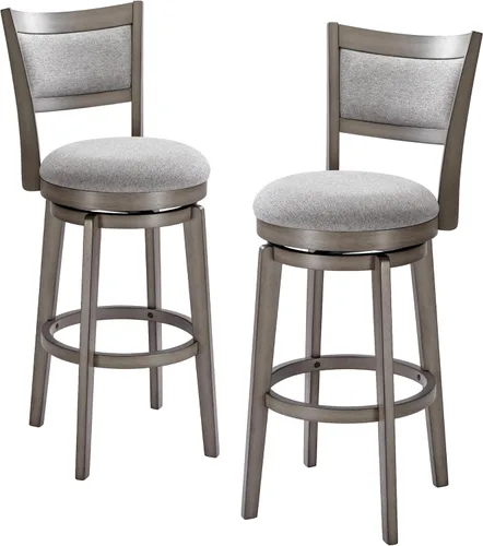 Vista 15 de PrimeZone Juego de 2 taburetes de bar giratorios de 24 pulgadas de altura de mostrador, taburete de bar de respaldo alto con patas de madera maciza