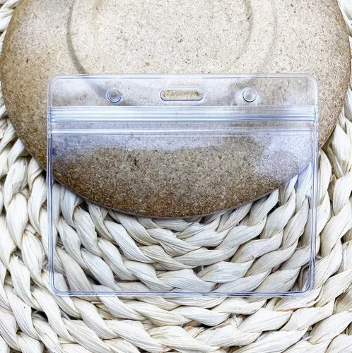 Vista 3 de Portatarjetas horizontales sellables, impermeables, de plástico transparente, para identificación (6 unidades)