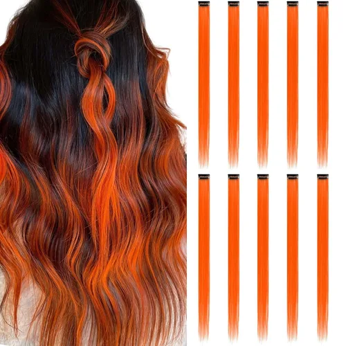Vista 12 de Extensiones de cabello de colores con clip, rosa claro, 10 piezas de 22 pulgadas, para mujeres, sintéticos