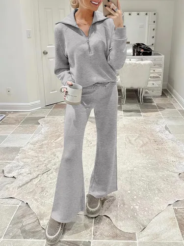 Vista 9 de ANRABESS Conjunto de 2 piezas para mujer, sudadera de gran tamaño, pantalones deportivos, conjunto a juego para el otoño, a la moda